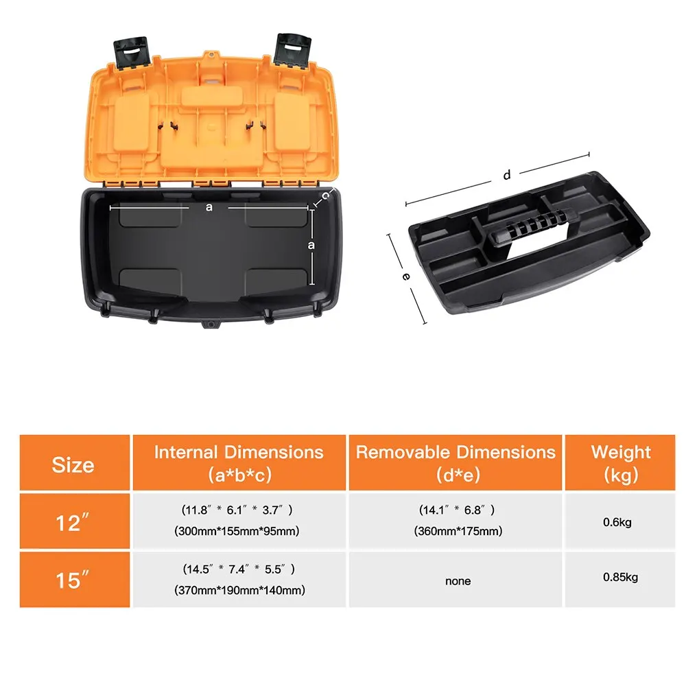 AIRAJ 12/15 Inch Hardware Toolbox, Plastic Thick Combination Suitcase Electrician Carpenter Electric Drill Storage Box BEST SELLERS