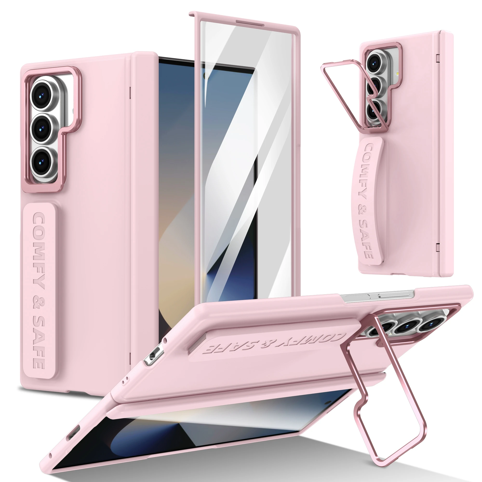 Ultra-Durable Folding Phone Case with Hidden Stand & Wristband - Featuring Rotating Kickstand and Hinge Protection