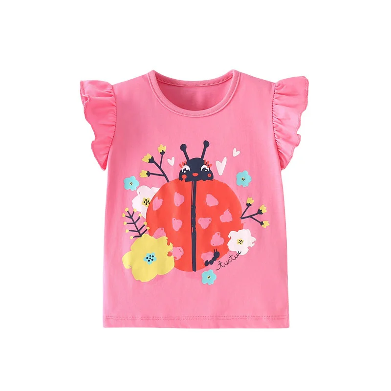 Jumping Meters 2-7T Flamingo Summer Girls T Shirts Sleeveless Hot Selling Kids Tees Tops Baby Costume Baby Shirts 6