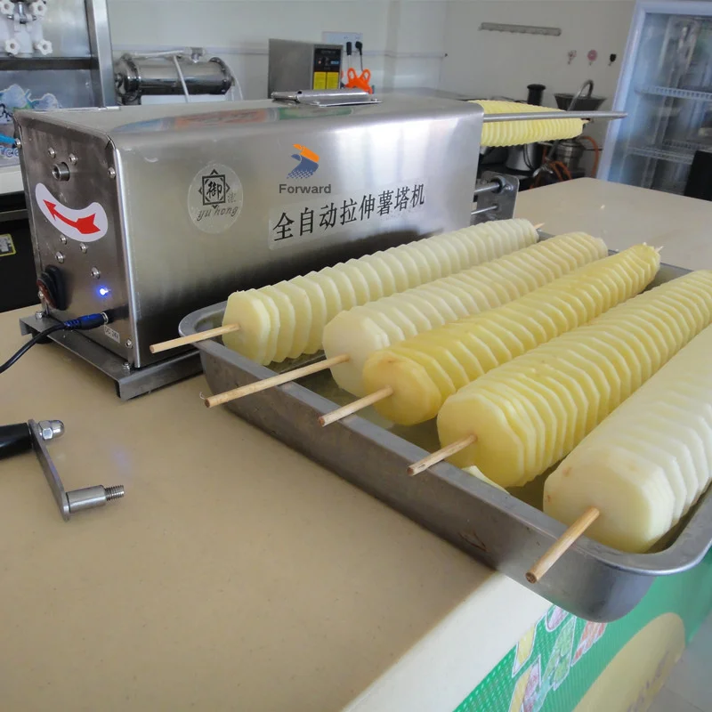 Electric Spiral Potato Cutting Machine Potato Chips Machine Fully Automatic Stretch Tornado Cutter Twister