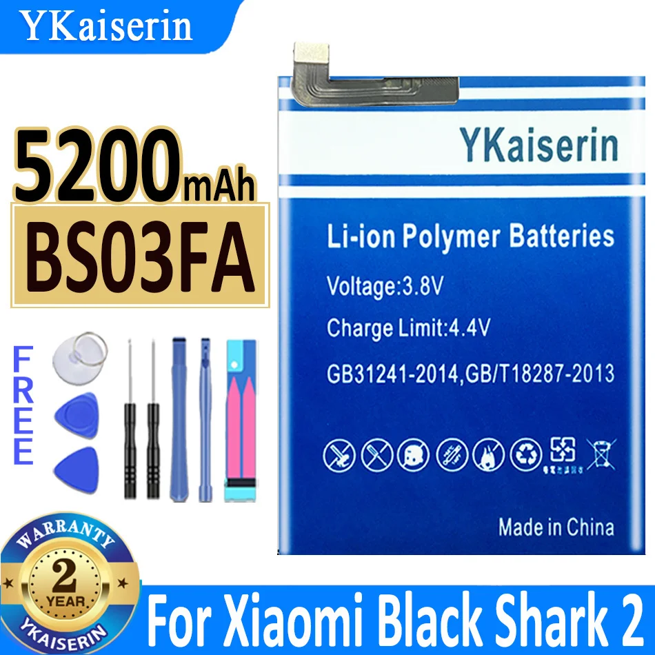 

YKaiserin 5200mAh BS03FA BSO3FA Battery For Xiaomi Black Shark 2 Phone High Quality Battery BB03FA Baterie + Tools