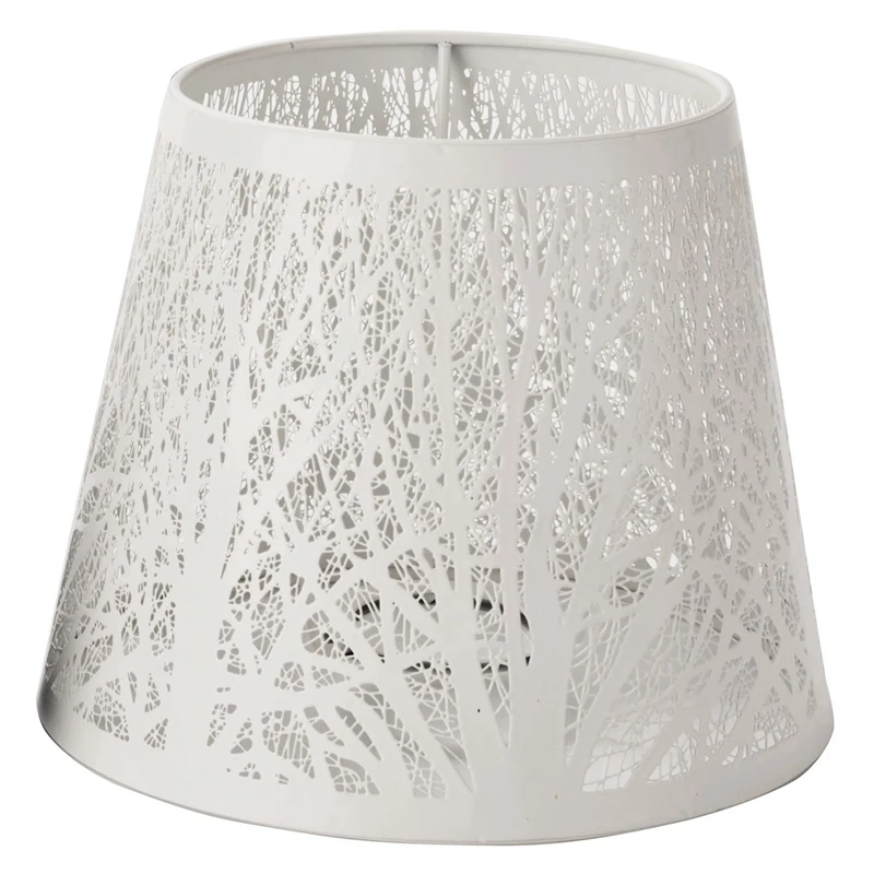 

Small Lamp Shade,Barrel Metal Lampshade with Pattern of Trees for Table Chandelier Wall Lamp White