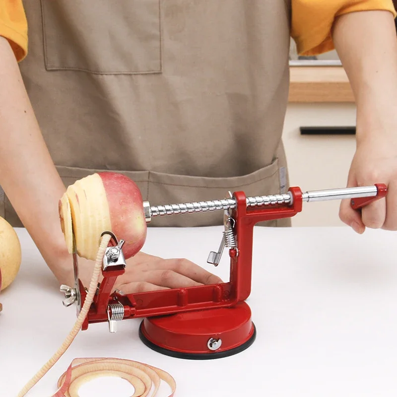 Description Picture 3 of item3 in 1 Manual Spiral French Fry Cutter Cooking Tool Fruit Peeler Hand Crank Slicer Suction Base Stainless Steel Kitchen Gadgets