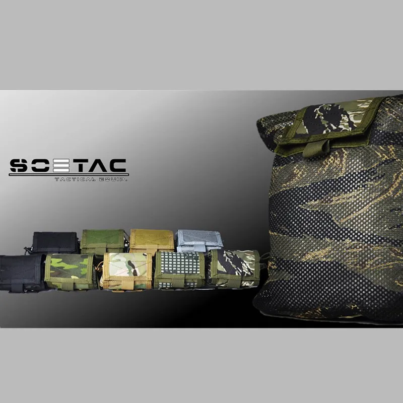 

SOETAC Tactical Magazine Pouch Molle Mag ROLL-UP Molle Pouch Tool Storage Bag Outdoor Mesh Drop Hunting Airsoft Dump Pouch
