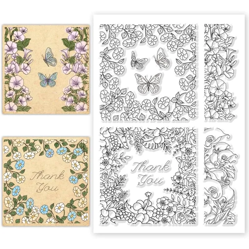 Flower Leaves Frame Background Clear Stamps Flower Frame Transparent Silicone Seal Stamp for DIY Scrapbooking Cards Making 1pc clear stamps clear rubber stamps