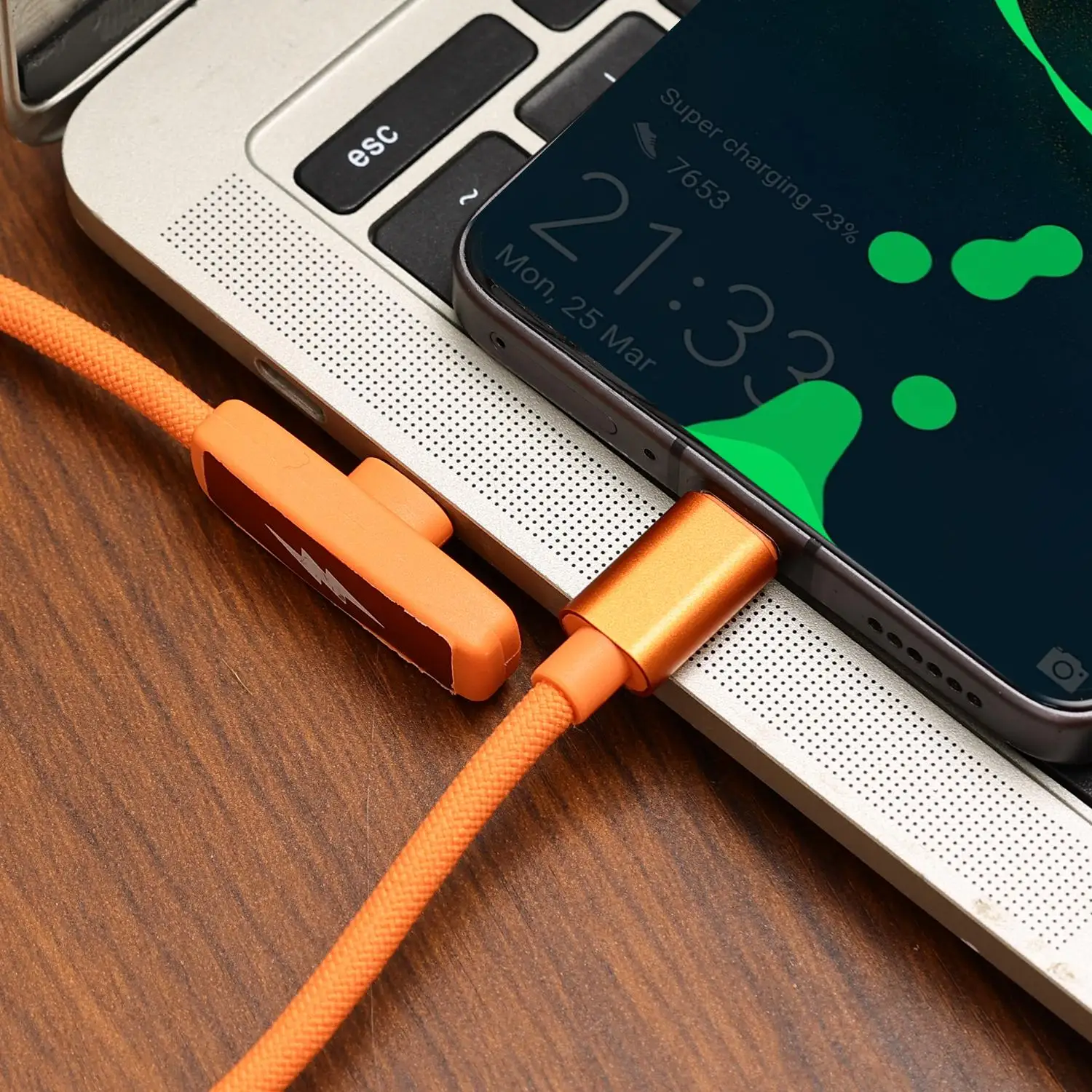 PD45W Super Fast Charging Cable - USB C to Type-C Right Angle Nylon Braided Data Line