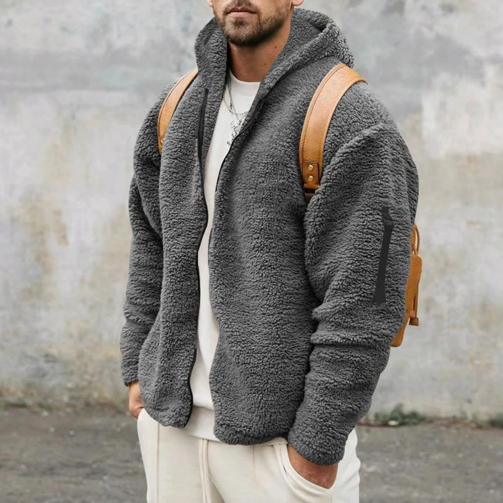 

For Men Winter Coat Jacket Fleece Work Jacket Outwear Solid Color Thermal Two Sided Suede Fashion High Quality