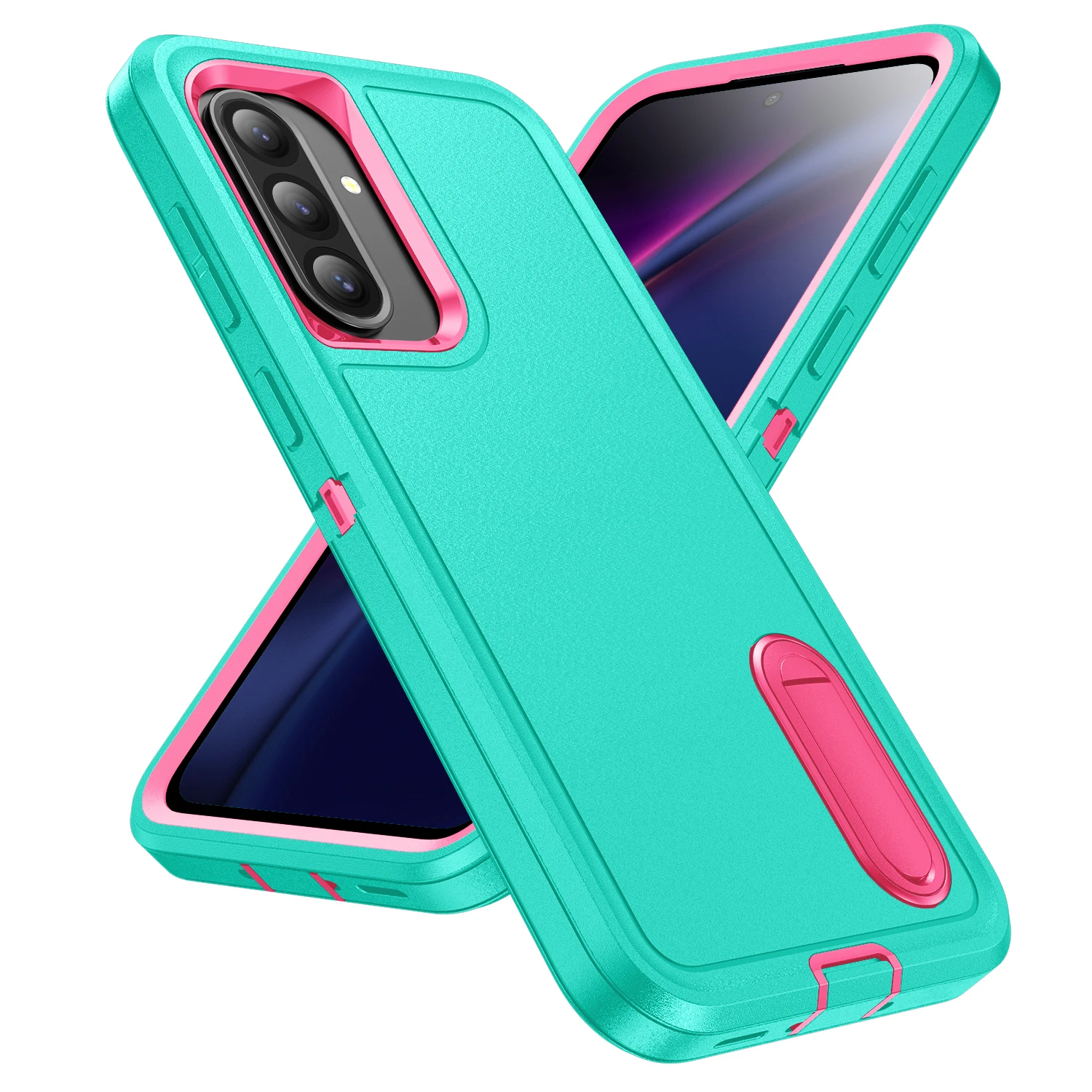 Triple Protection Heavy Armor Shockproof Phone Case with Hard Plastic Frame and Soft TPU Back Cover