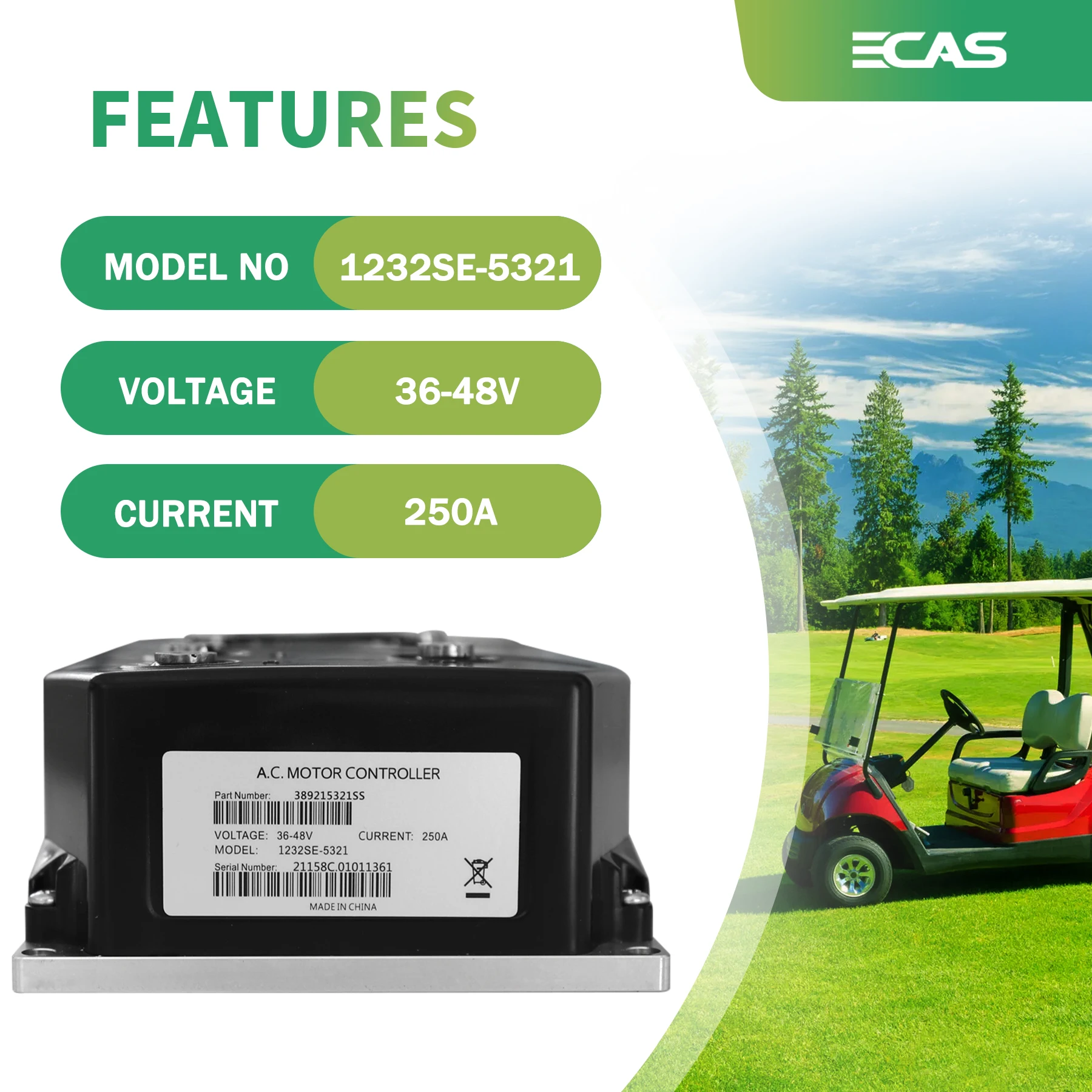1232SE-5321 Compatible Curtis Eelctric Golf Cart 36-48V 250A AC Motor Controller For EZGO Forklift Material Handlin Equipment