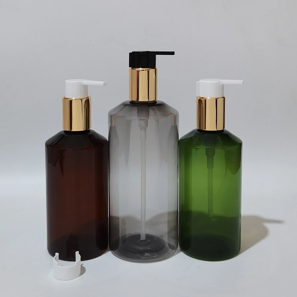 

14pcs 300ml 500ml Empty Lotion Bottle with Gold Pump Plastic Refillable Shampoo Bottle Shower Gel Liquid soap Cosmetic packaging