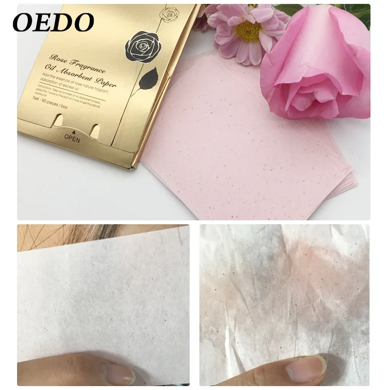 Rose oil absorbing paper portable facial oil control refreshing removal non absorbent removal suitable for men and women
