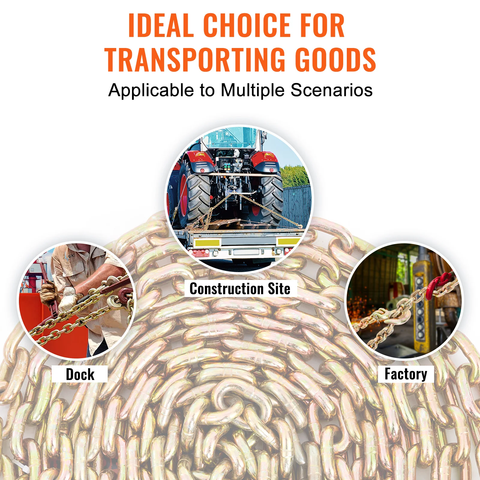 Zinc Plated Steel Binder Chain with Safety Grab Hooks for Logging