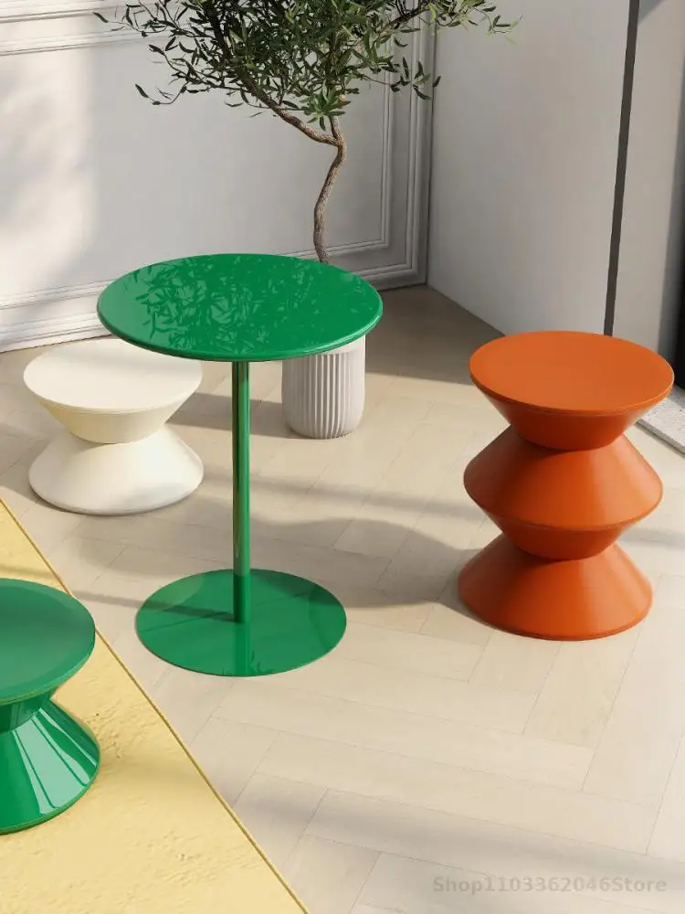 Designer Coffee Table Living Room Sofa Side Table Simple Light Luxury Small Round Balcony Bedroom Round Middle Green
