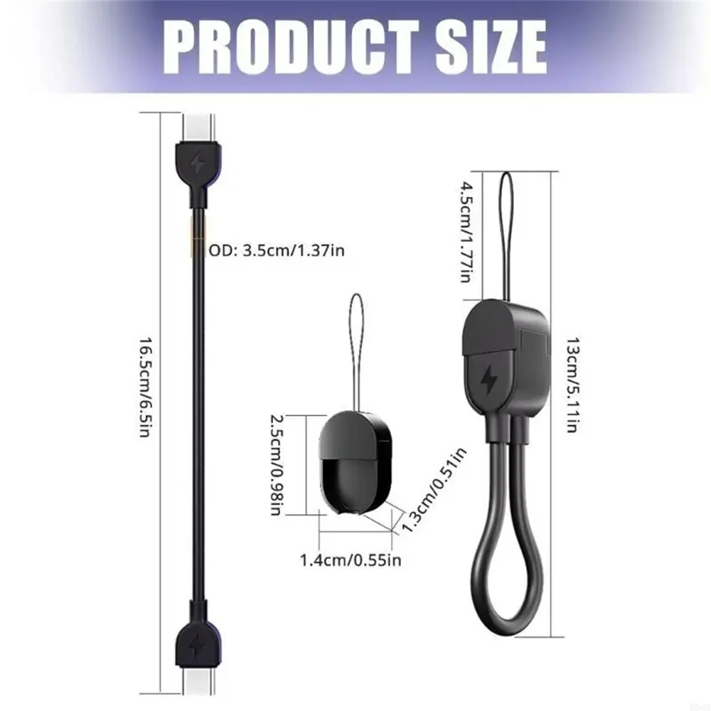 60W Fast Charging Phone Data Cable 2 In 1 Keychain - Image 6