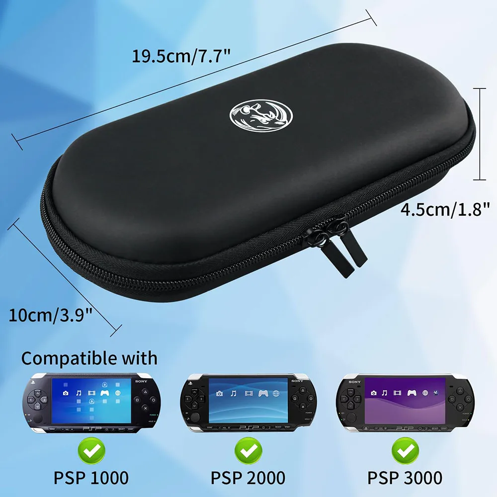 휴대용 하드 트래블 캐리 커버 케이스 가방 파우치 프로텍터 PSP 1000 2000 3000 게임 콘솔 보관 가방 손목 밴드 포함