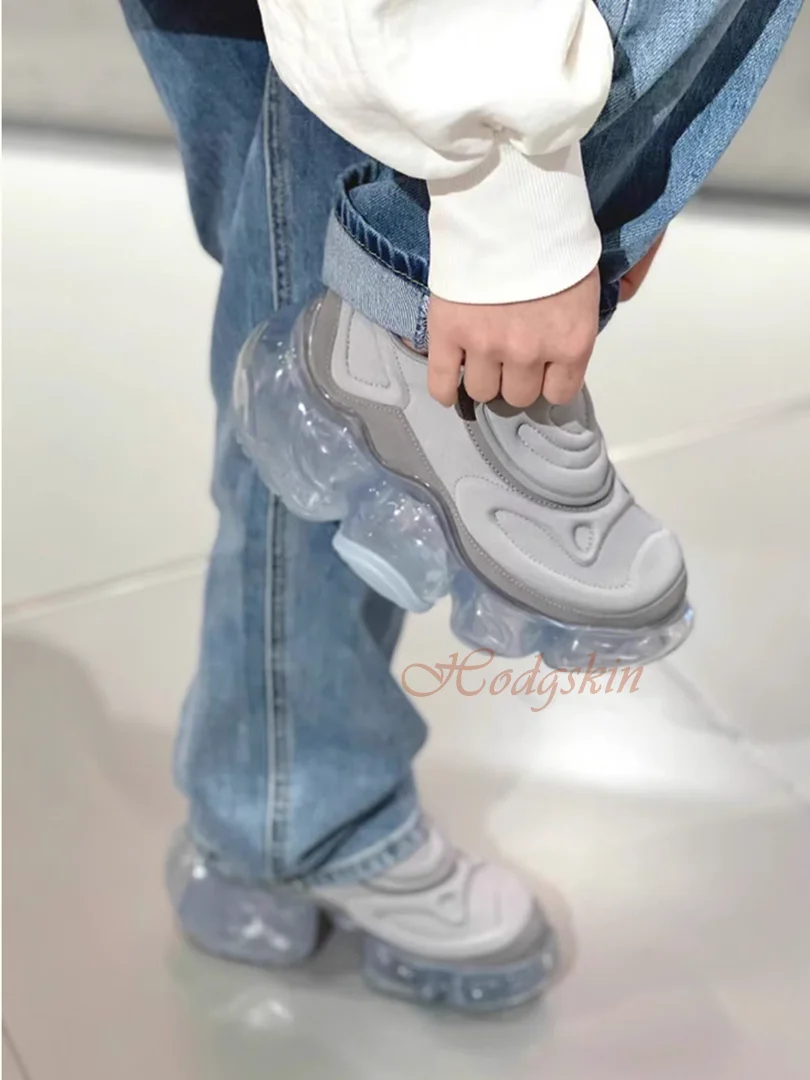 Thick Sole Platform Pumps Shoes Round Toe Air Cushion Bubble Bottom Strange Style Women Autumn Shoes Casual Party Fashion Solid