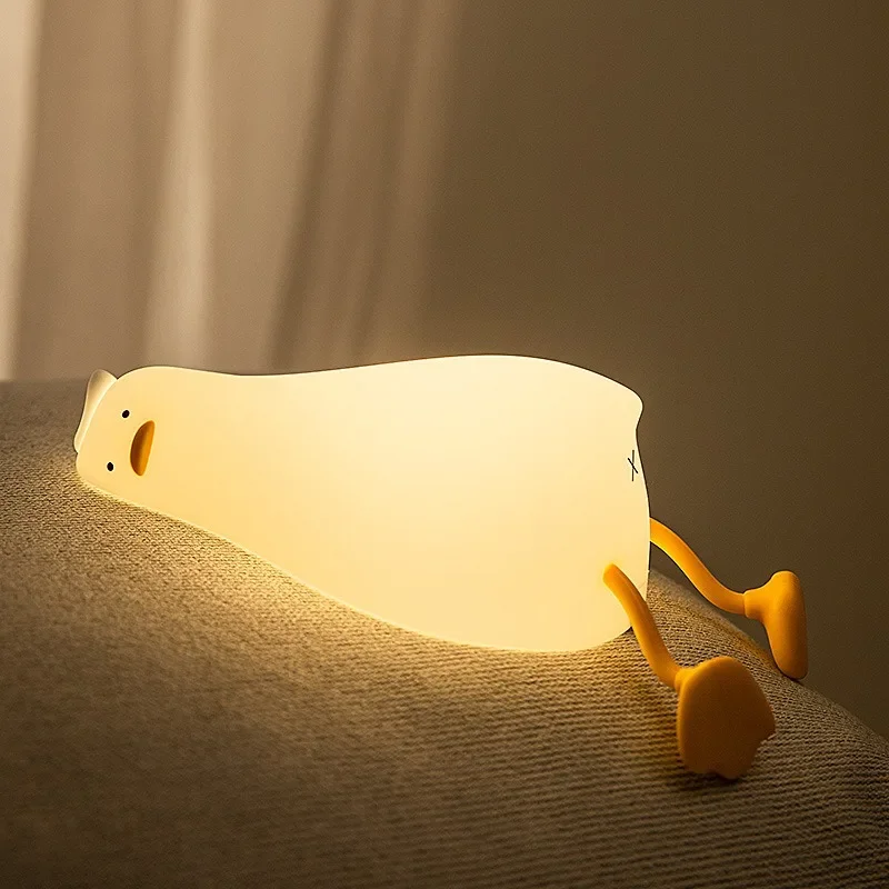 

Time Gift Duck Duck Lamp Lying Flat Turning Duck Silicone Nightlight Atmosphere Feeding Lamp Children Gift Phone Holder