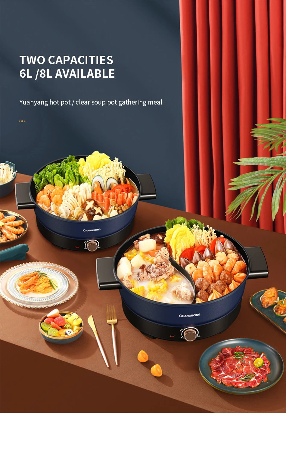 Description Picture 5 of itemElectric skillet split type multifunctional household electric hot pot small dormitory noodle cooking pot for cooking changhong