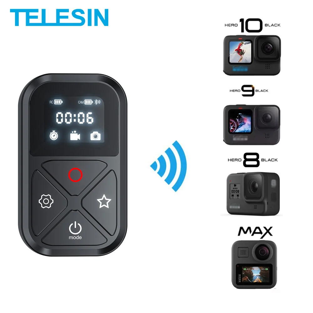 Telesin Remote Control For Gopro Hero 10 9 8 Max With Lcd Display Screen Shortcut Key For Gopro