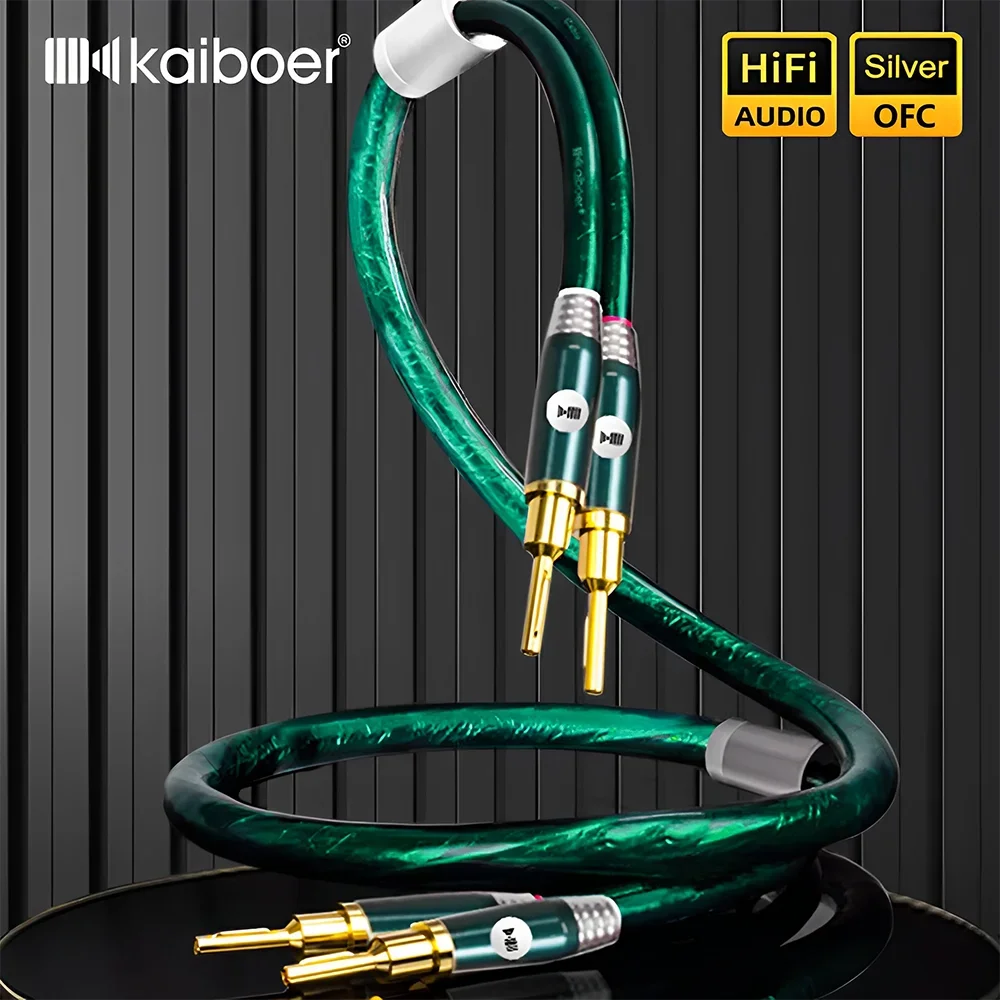 

Kaiboer Speaker Cable with Banana Plug Silver Plated HiFi Stereo Audio Speaker Wire for Home Theater Amplifier Home Audio System