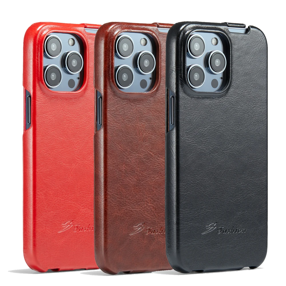 Fierre Shann Premium Vertical Flip Leather Phone Case with Up-Down Opening