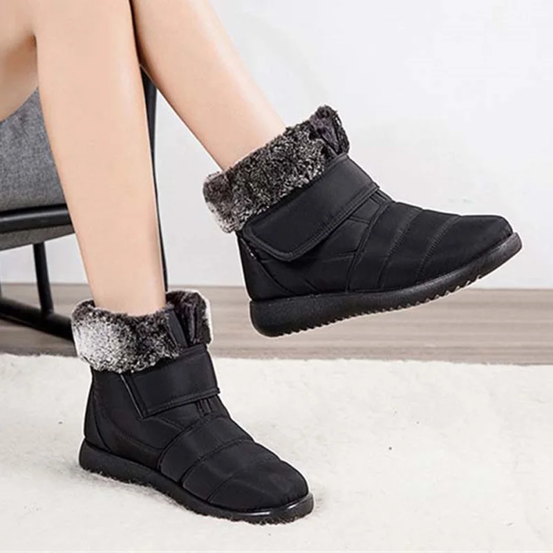 

Женские модные зимние ботинки на липучке, водонепроницаемые зимние ботинки, женская бархатная теплая обувь с мехом, 2022