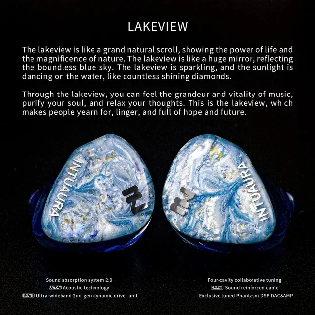 INTUAURA Lakeview Ultra-wideband 2nd-gen Dynamic Driver IEMs HiFi Monitor Earphone Wired Earbuds for Audiophiles Musicians