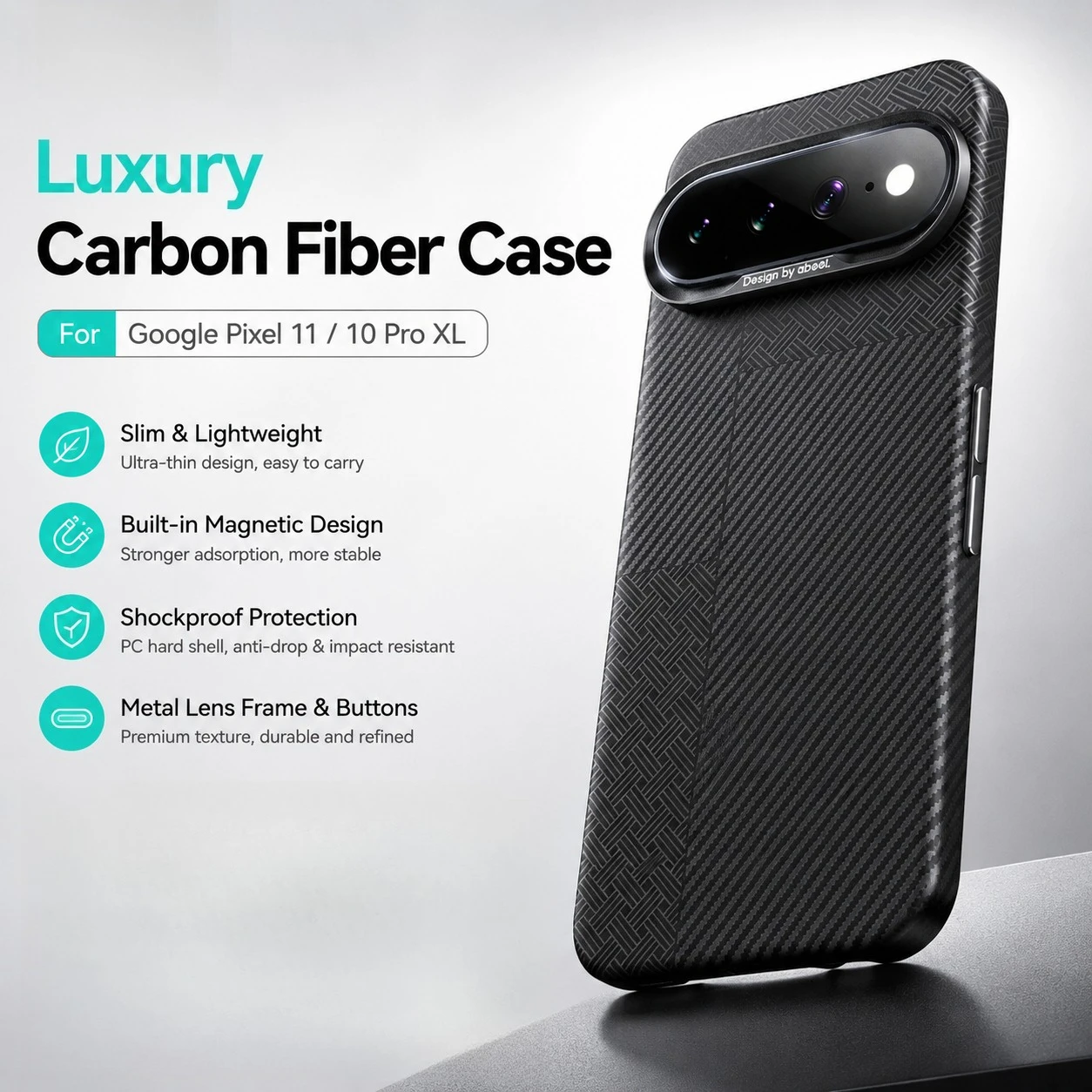 Luxury Carbon Fiber Shockproof Magnetic Case with Skin-Friendly Finish