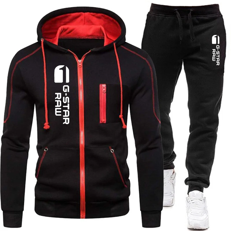 2023 Cool Men Brand Hoodies Sweatshirt+Sweatpants Suit Autumn Winter Warm Tracksuit Sets Men's Fashion Hooded Outwear