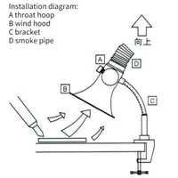 การประสาน การเชื่อมดีบุกสายการประกอบเครื่องดูดควันเครื่องดูดควันเครื่องดูดควันไอเสียพร้อมท่อยืดหยุ่นและแคลมป์ประกอบช่องดูด 6
