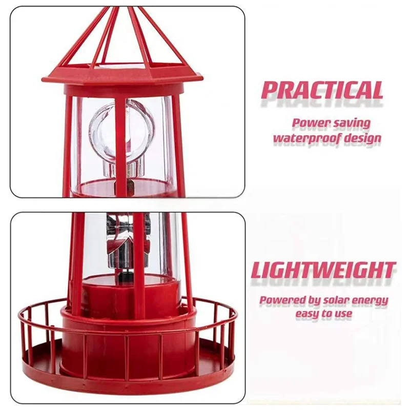 Phare LED à énergie Solaire, Lampe Rotative à 360 Degrés, Décoration De Cour, étanche, Tour Fumée, Statue Lumières Pour Extérieur, Jardin, Allée, Terrasse
