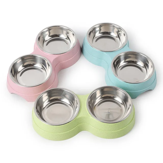 Double Pet Bowls Dog Food Water Feeder Stainless Steel Pet Drinking Dish Feeder Cat Puppy Feeding Supplies Small Dog Accessories 6