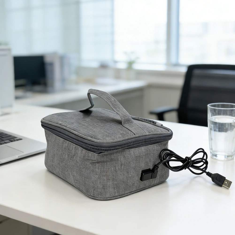USB 충전식 방수 전기 도시락 가방 음식 히터 휴대용 도시락 보온기 3단계 열 조절 전기 보온 도시락 가방