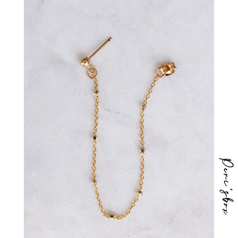 4mm Ball Tiny Beaded Chain Ear Jacket Earrings for Women Minimalist Thin Chain Earrings New Simple Ear Cuff