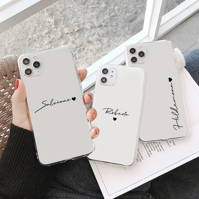 Funda personalizada con letras iniciales para iPhone iPhone 11 12 13 14 Pro  Max 14 Plus funda con escritura a mano con nombre personalizado 13 12 11  Pro Max - AliExpress