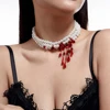 Collier gothique à franges en forme de goutte de sang, multicouche, ras du cou en perles de sang, pour femmes, bijoux fantaisie, cadeaux