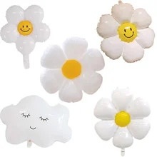 White Daisy Flower Helium Balloon SunFlower Balloons Toy INS Hot Photo Props Wedding Birthday Party Decorations Baby Shower