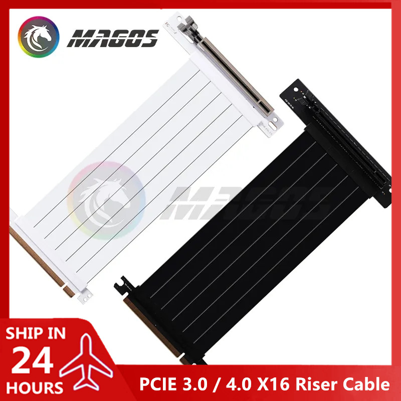 PCIE 4.0 X16 Riser Cable Video Card Extension Shielded Flexible 90Â° Mounting GPU Express Lossless Black/White