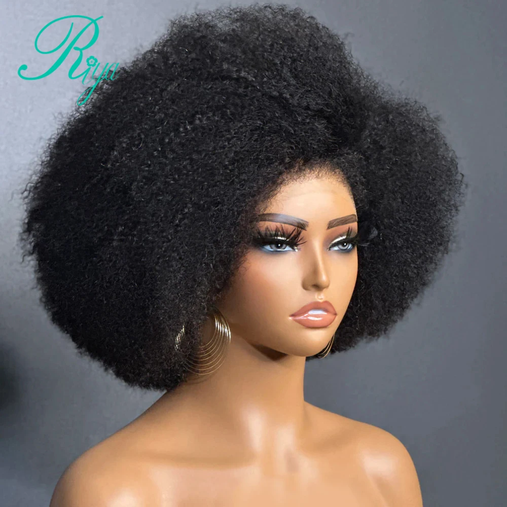 Afro Kinky Curly 13x4 Lace Front Human Hair Wig 4C Edges 250% Mongolian 13x6 Lace Frontal Human Hair Wigs For Women Remy