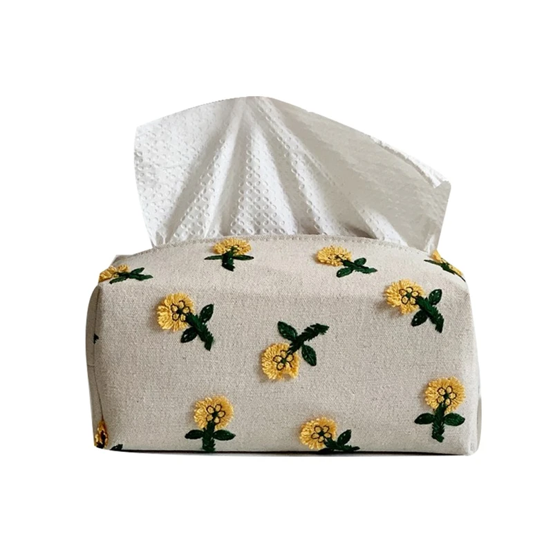 

Japanese Small Flower Tissue Box Light Luxury Carton Living Room Dining Room Decoration Napkin Cover Lovely Cloth Cover