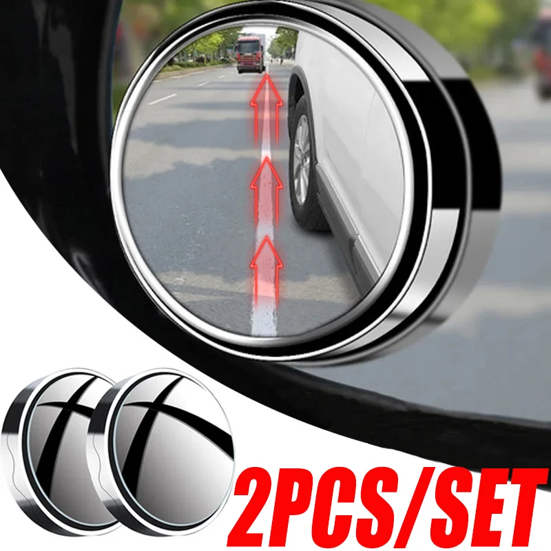 New 2 Pcs Car Suction Cup Mount Auxiliary Rearview Mirror 360 Degree Rotating Wide-angle Round Frame Blind Spot Mirror