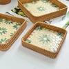 Colorful Shell Rattan Woven Tray Creative Handmade Fruit Plate Jewelry Storage Tray Home Counter Decoration 6