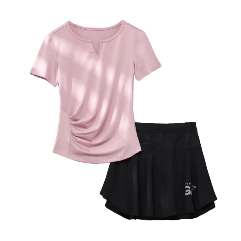DRUR Summer A-Line Tennis Skirt Set Women Lightweight Golf