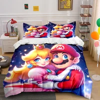 10 Sizes Super Mario Movie Print Bedding Set 1 Duvet Cover 2 Pillowcases Adult and Children Bedding Set Luxury Bed Comforter Set 1