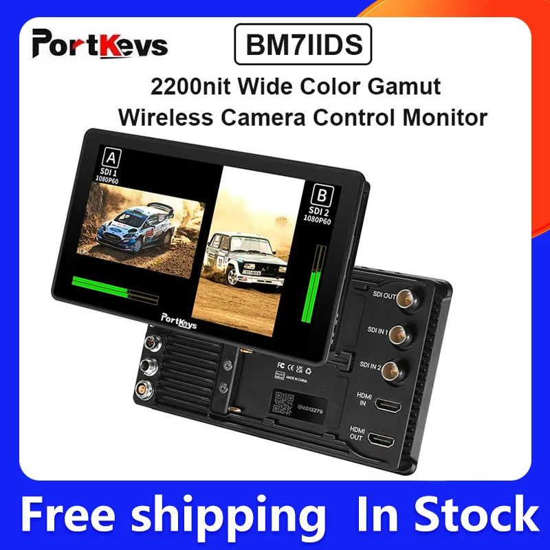 

PortKeys BM7ⅡDS 7″ 2200nit Wide Color Gamut Wireless Camera Control Monitor 4K HDMI Full Touch Screen 3D LUT Field Monitor