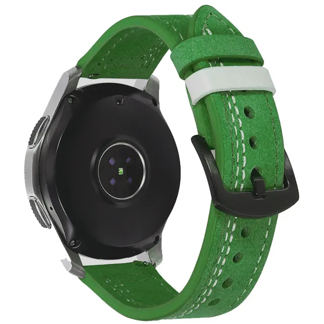 20Leather band for Samsung Galaxy watch 4/classic/Active 2 46mm/42mm/40mm/44mm for bracelet Amazfit GTS 2/3/mini 20mm 22mm strap 17 green white wire