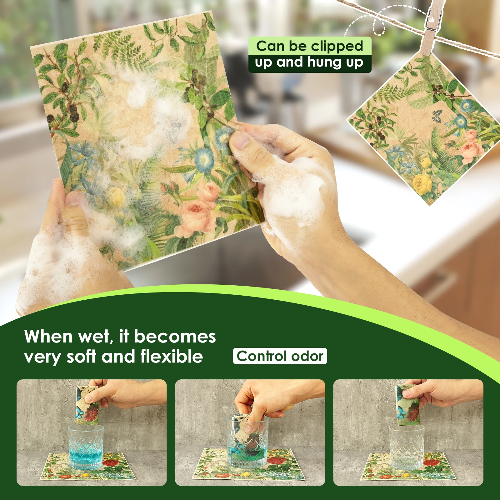 6Pcs Kitchen Dish Towels Mixed Color Swedish Dishcloth Reusable Absorbent Cleaning Cloth Dish Rags for Washing Dishes Cleaning