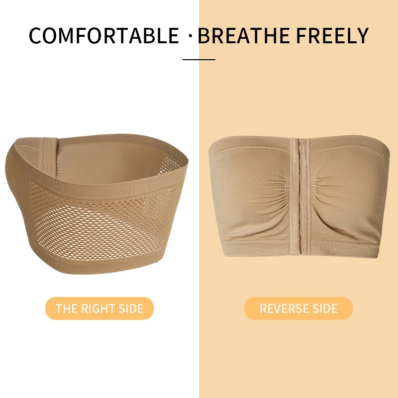 Sexy Front Button Strapless Bras Women No Underwire Seamless Bralettes Wireless Bra Soft Support Plus Size Tube Top