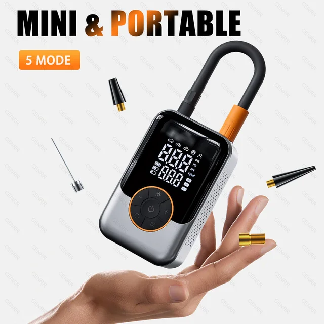 Pompe à Air électrique pour voiture, gonfleur de pneus Portable, injecteur d'air sans fil, affichage LCD, compresseur d'air pour voiture, moto, vélo, boule de pneu 1