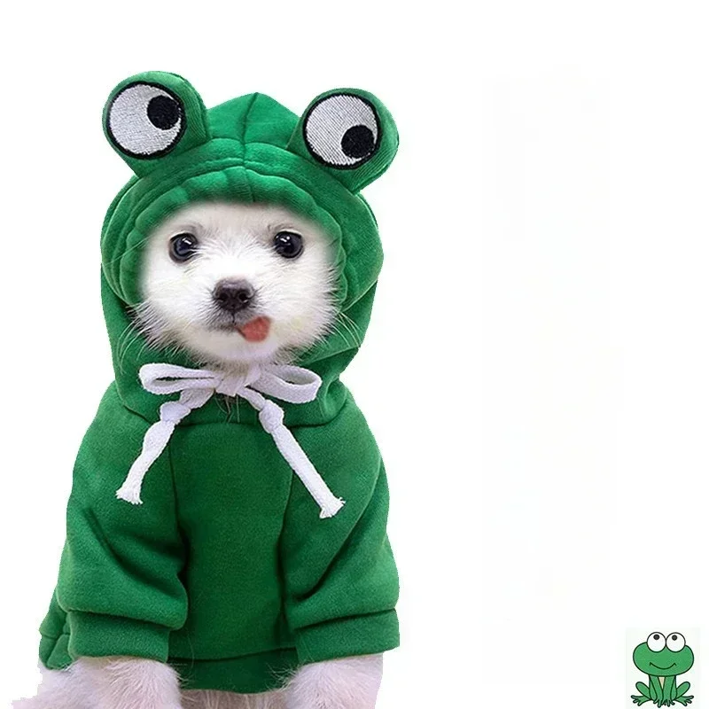 Dog Clothes Frog Transformation Hoodie Frog Shape Dog Cat Coats Winter Warm Cosplay Costume Pet Clothes Hooded Sweatshirt pet clothes